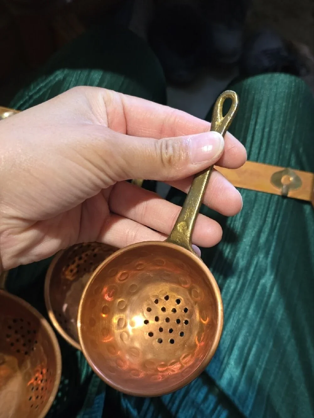 Vintage Copper Hanging Strainer Spoon Set – 3-Piece